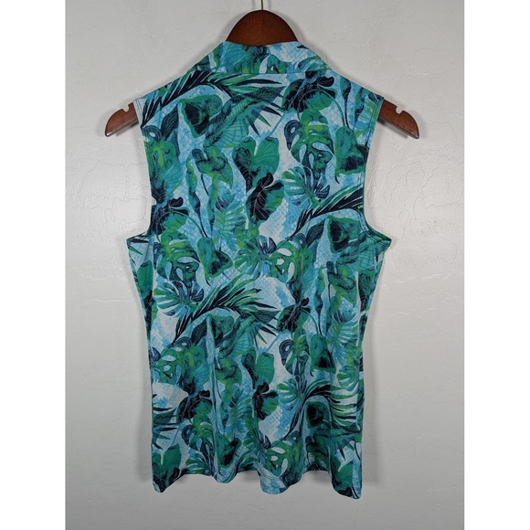 Tommy Bahama Golf Shirt Womens Medium Tropical Leaf Print Sleeveless Top - Picture 4 of 9